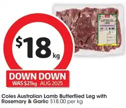 Coles Coles Australian Lamb Butterflied Leg with Rosemary & Garlic offer