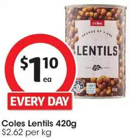 Coles Coles Lentils offer