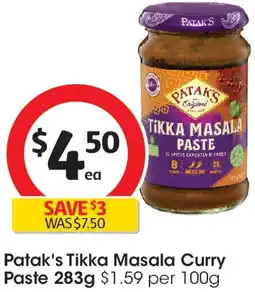 Coles Patak's Tikka Masala Curry Paste offer