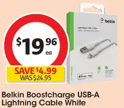 Coles Belkin Boostcharge USB-A Lightning Cable White offer