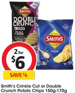 Coles Smith's Crinkle Cut or Double Crunch Potato Chips offer