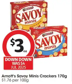 Coles Arnott's Savoy Minis Crackers offer