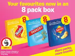 Coles Twisties, Parker's Pretzels or Smith's Crinkle Cut 8 Pack offer