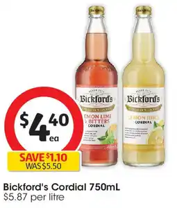 Coles Bickford's Cordial offer