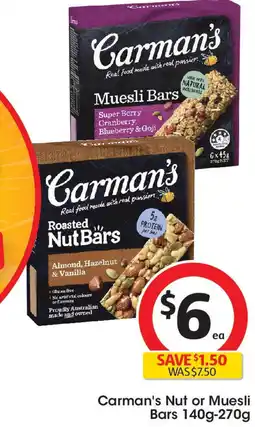 Coles Carman's Nut or Muesli Bars offer