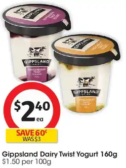 Coles Gippsland Dairy Twist Yogurt offer