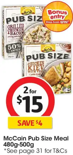 Coles McCain Pub Size Meal offer