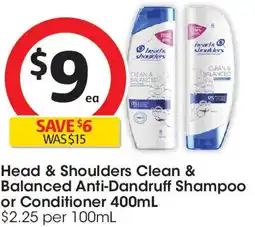Coles Head & Shoulders Clean & Balanced Anti-Dandruff Shampoo or Conditioner offer