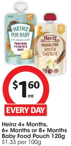 Coles Heinz 4+ Months, 6+ Months or 8+ Months Baby Food Pouch offer