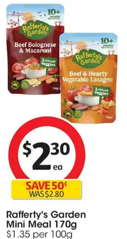 Coles Rafferty's Garden Mini Meal offer