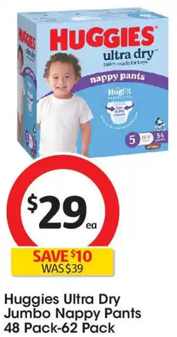 Coles Huggies Ultra Dry Jumbo Nappy Pants offer