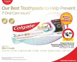 Coles Colgate Total Active Prevention Deep Clean Charcoal Toothpaste offer
