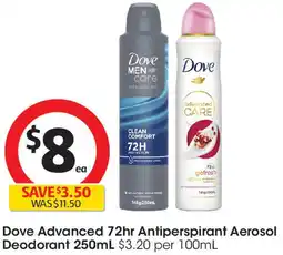 Coles Dove Advanced 72hr Antiperspirant Aerosol Deodorant offer
