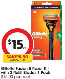 Coles Gillette Fusion 5 Razor Kit with 2 Refill Blades offer