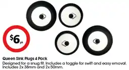 Coles Queen Sink Plugs 4 Pack offer