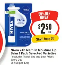 IGA Nivea 24h Melt-In Moisture Lip Balm offer