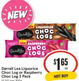 IGA Darrell Lea Liquorice Choc Log or Raspberry Choc Log offer