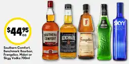 Drakes Southern Comfort, Benchmark Bourbon, Frangelico, Midori or Skyy Vodka offer