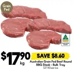Drakes Australian Grain Fed Beef Round BBQ Steak - Bulk Tray offer