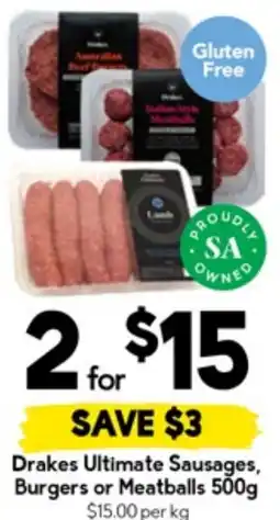 Drakes Drakes Ultimate Sausages, Burgers or Meatballs offer