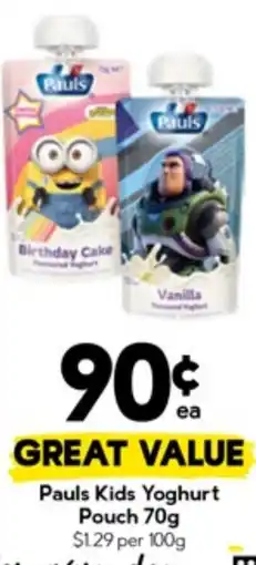 Drakes Pauls Kids Yoghurt Pouch offer
