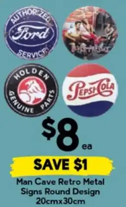 Drakes Man Cave Retro Metal Signs Round Design offer