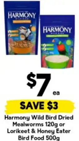 Drakes Harmony Wild Bird Dried Mealworms 1 or Lorikeet & Honey Eater Bird Food offer