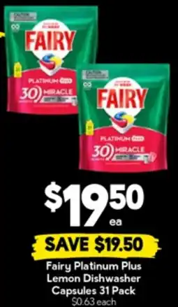 Drakes Fairy Platinum Plus Lemon Dishwasher Capsules offer