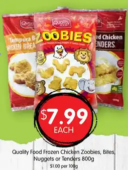 Spudshed Quality Food Frozen Chicken Zoobies, Bites, Nuggets or Tenders offer