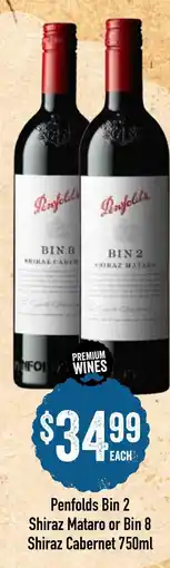 Spudshed Penfolds Bin 2 Shiraz Mataro or Bin 8 Shiraz Cabernet offer