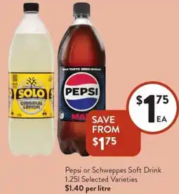 Foodworks Pepsi or Schweppes Soft Drink offer