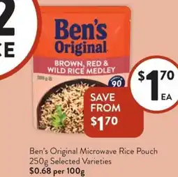 Foodworks Ben's Original Microwave Rice Pouch offer