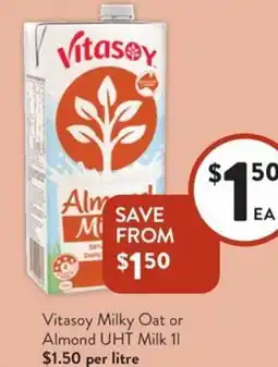 Foodworks Vitasoy Milky Oat or Almond UHT Milk offer