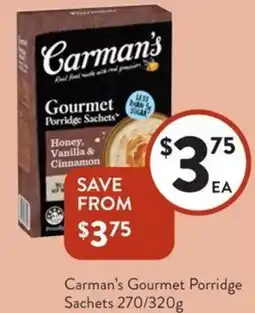 Foodworks Carman's Gourmet Porridge Sachets offer