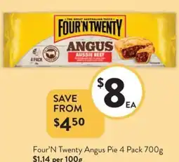 Foodworks Four'N Twenty Angus Pie offer