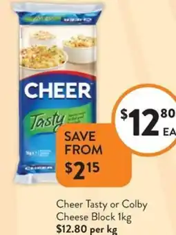 Foodworks Cheer Tasty or Colby Cheese Block offer
