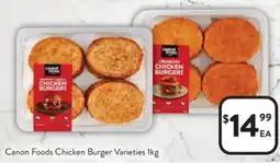 Foodworks Canon Foods Chicken Burger Varieties offer