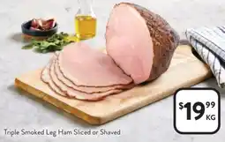 Foodworks Triple Smoked Leg Ham Sliced or Shaved offer