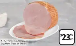 Foodworks KRC Premium Champagne Leg Ham Sliced or Shaved offer