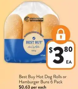 Foodworks Best Buy Hot Dog Rolls or Hamburger Buns offer