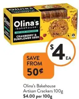 Foodworks Olina's Bakehouse Artisan Crackers offer
