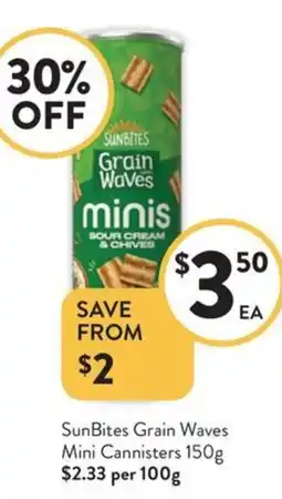 Foodworks SunBites Grain Waves Mini Cannisters offer