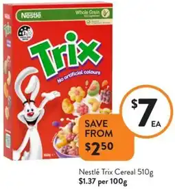 Foodworks Nestlé Trix Cereal offer