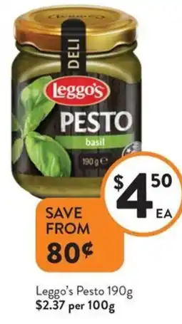 Foodworks Leggo's Pesto offer