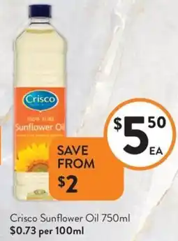 Foodworks Crisco Sunflower Oil offer