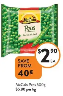 Foodworks McCain Peas offer