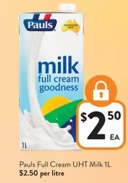 Foodworks Pauls Full Cream UHT Milk offer