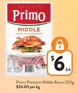 Foodworks Primo Premium Middle Bacon offer