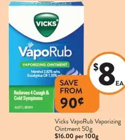 Foodworks Vicks VapoRub Vaporizing Ointment offer