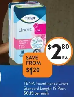 Foodworks TENA Incontinence Liners Standard Length offer